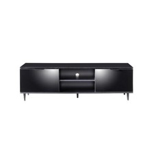 Black TV Stand for Smart TV, 140cm High Gloss TV Stand Cabinet with Tall Legs