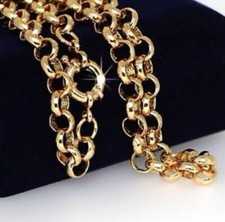 9ct 9K Yellow Gold Plated Men Girl belcher Chain Necklace. All Sizes W=7mm