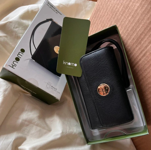 Knomo black leather - black, wristlet