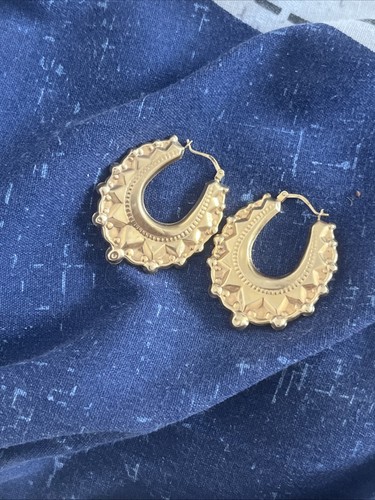 9ct gold creole - creole, large