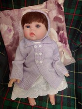 REDUCED Hand Knitted Hat and Matinee Coat In Lilac to Fit New Born