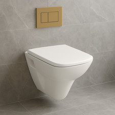 Square Wall Hung Toilet Pan with Soft Close Toilet Seat White