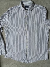 Hackett London Men's Slim Fit Long Sleeve Shirt Size UK XL White Blue Striped