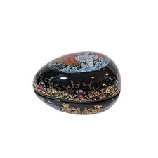 Vintage Palekh Tianex Porcelain Musical Egg Swan Lake Russian Hand Painted 