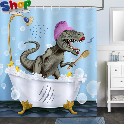 Funny dinosaur shower curtain - funny,