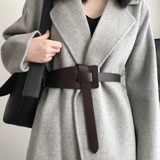 Belt Obi Style Wide Waist Band PU Leather For Women Wrap Around Tie Sash