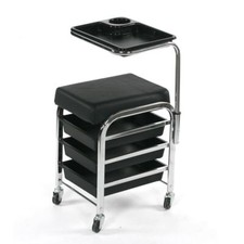 Manicure Pedicure Trolley Nail Hair Beauty Salon Chair Stool with Drawers Black