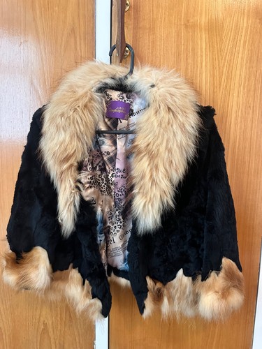 Real fox mink fur coat - &,