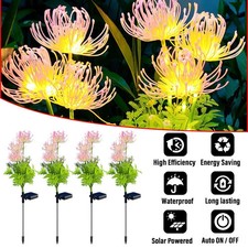 4X LED Solar Flower Lights Outdoor Garden Stake Pathway LED Light Decor Lamp UK