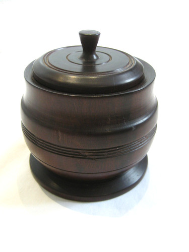 Wooden lidded tobacco - wooden, jar