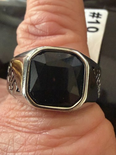 Mens black signet ring - black,