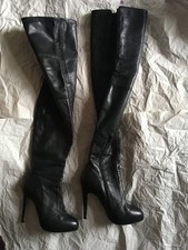 High Heel Leather Thigh Boots