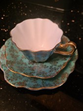 Royal Stuart Spencer Stevenson. Harlequin Turquoise. Trio Tea Cup, Saucer, Plate