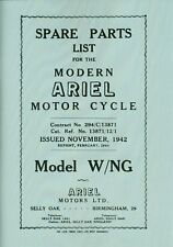 Ariel W NG WD 350 Parts Book WNG Vintage motorcycle Manual