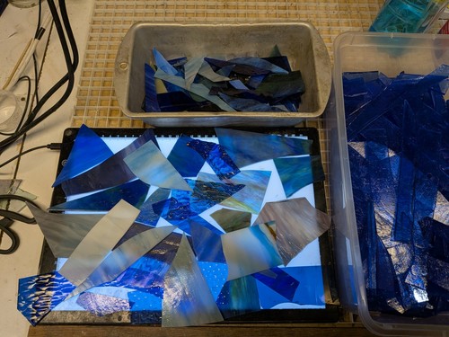 Stained glass pieces - glass,