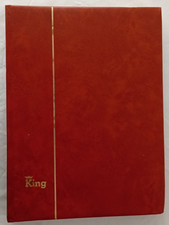 KING - 24 WHITE PAGES A4 SIZE STAMP STOCKBOOK WITH BROWN COVER, VGC