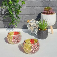 Mosaic Glass Candle Holder Jar