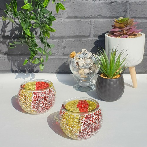Mosaic glass candle - glass, jar