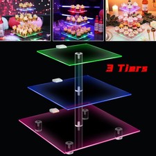 Acrylic LED Clear Cupcake Stand Display Wedding & Party 3 Tier Cup Cake Holder