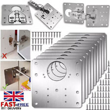 12 Kitchen Cupboard Door Hinge Repair Kit Plate and Fixing Screws Cabinet Hinges