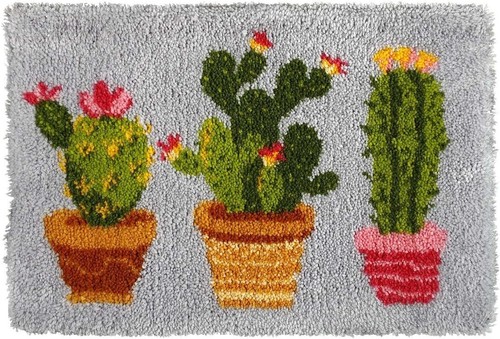 Cactus latch hook kit - hook, rug