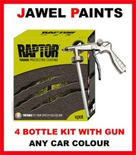  U-Pol Raptor DIAMOND WHITE 4 bottles Tough Urethane Coating & Applicator Gun 