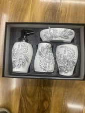 White Diamond Ceramic 4pcs Bathroom Accessories Set, soap dish, dispenser & more