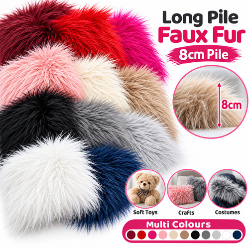 8cm long pile - faux, fabric