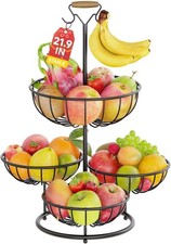 PouHenier.jh 4 Tier Fruit Basket Rack with Banana 4 Hanger 