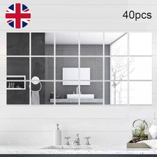 16Pcs 30X30cm Mirror Tiles Wall Sticker Square Self Adhesive Stick On Home Decor