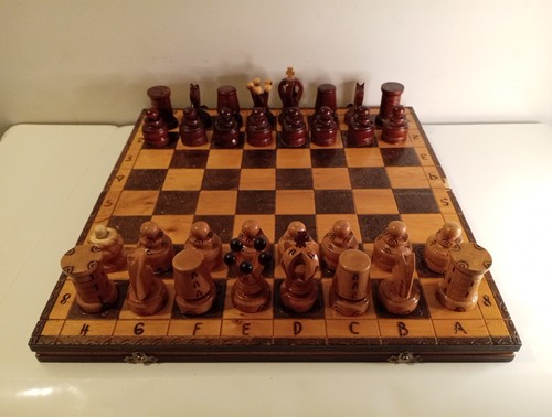 Chess set hand carved wooden - set,