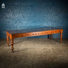 Mahogany Library Table, 19th C Shipwrights Desk with Drawers