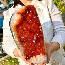 19.4LB Natural Citrine Geode Crystal Cluster Quartz Mineral Specimen Healing