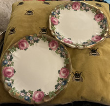 Two Vintage Wedgwood & Co Ltd Imperial Porcelain Floral Plates 8 3/4” Diameter