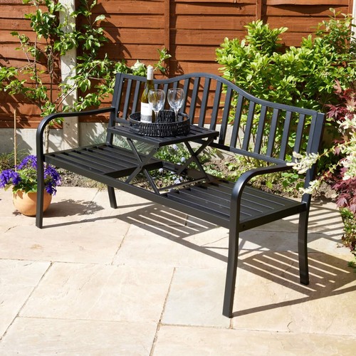 Black garden bench loveseat - black, 2
