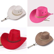 Unisex Cowboy Hat Faux Leather Western Cap Panama Sun Hat Sombrero Sunhat Visor