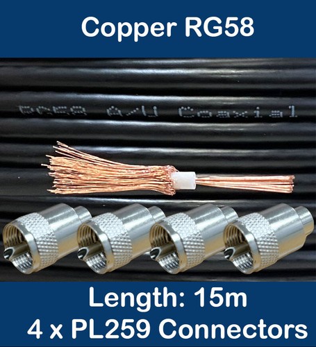 15m copper black rg58 - 15m,
