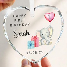 Personalised First Birthday Gifts Girls 1st Birthday Present Crystal Heart