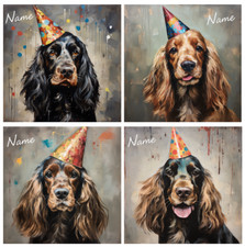 Personalised Cocker Spaniel In A Party Hat (Painting) Birthday Card - 22 Designs
