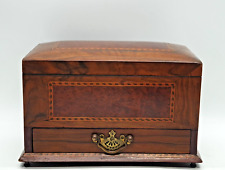 Antique Mahogany Wooden Tea Caddy With Compartments and Drawer
