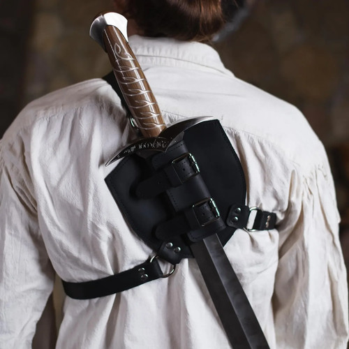 Medieval leather back - back, sword