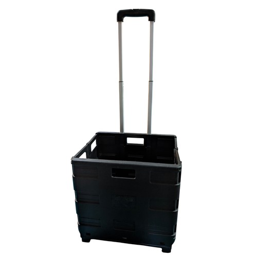 Black folding trolley crate - black,