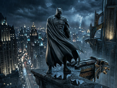 Batman skyscraper vigil statue - vigil,