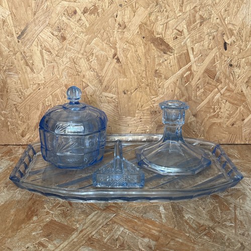 Vintage blue glass dressing - glass,