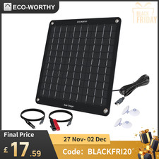 10W 12V Portable Mono Solar Panel Trickle Charger Kit Car Battery Maintainer RV