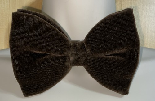 Dark brown velvet bow - dark, tie