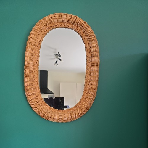 Vintage natural wicker oval - natural,