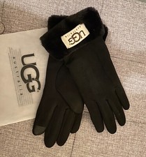 Black UGG Touch Screen Faux Suede Gloves Fleece Lined