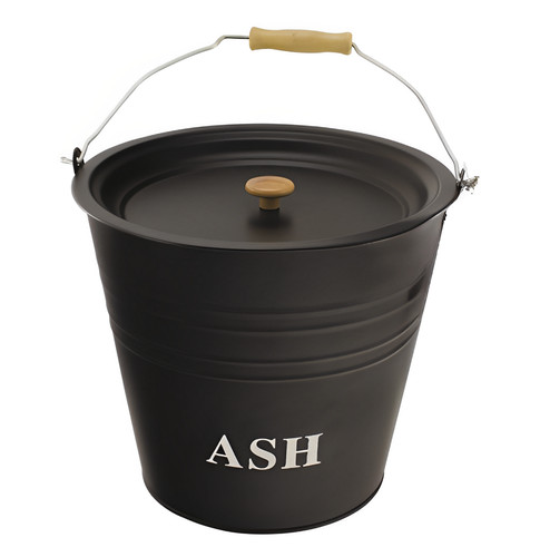Metal ash bucket - bucket, fireside
