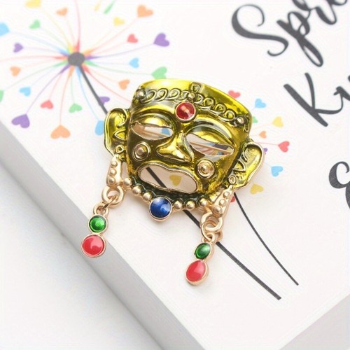 Vintage mask brooch pin - vintage,